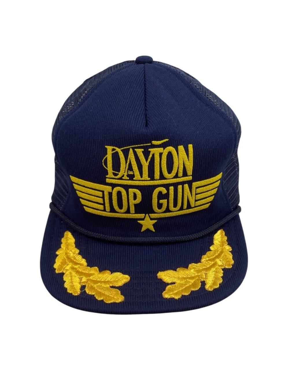 Dayton Top Gun Navy Blue Mesh Trucker Hat Embroidery Snapback Adjustable Cap